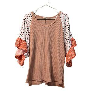 143 Story By‎ Line Up Blouse Women Size Medium Bell Sleeves Floral Cottagecore